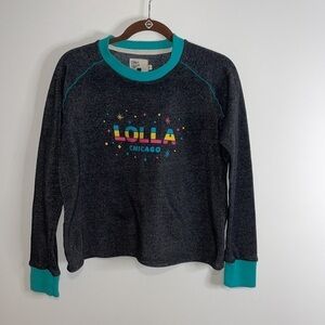 Camp Collection Lollapalooza Sweatshirt Medium Dark Heather Gray Crewneck Boxy
